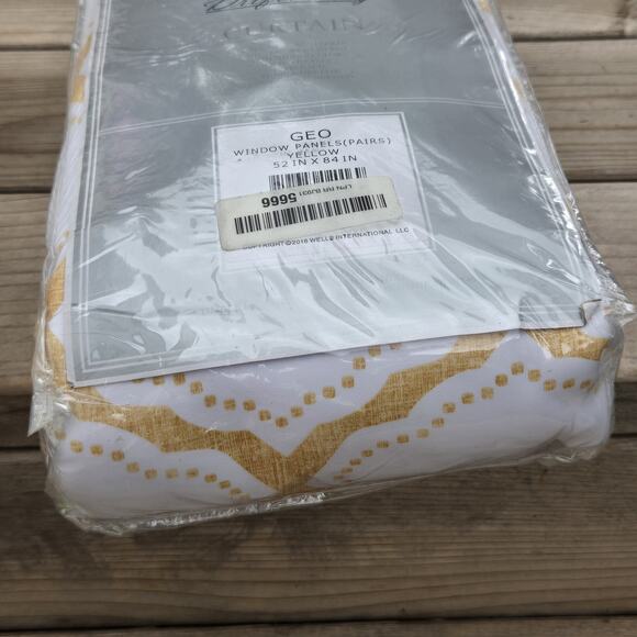Drift Away Geo Trellis Yellow Grommet Room Darkening Curains (2) 52x84 NIP - Picture 4 of 8